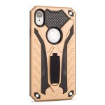 Wholesale iPhone Xr 6.1in Armor Knight Kickstand Hybrid Case (Gold)